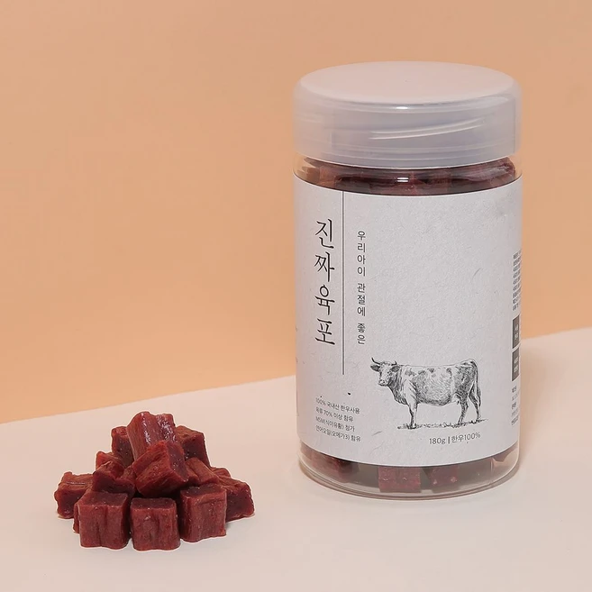 진짜육포 미니바이트 강아지 간식 져키 180g, 3개, 소고기 - 쿠팡