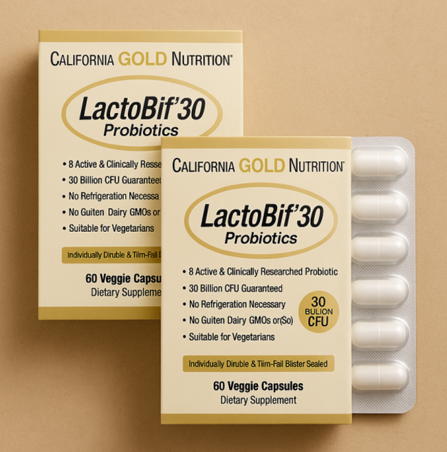 캘리포니아 골드 프로바이오틱스 유산균 락토비프 300억 60캡슐 2개, 60정