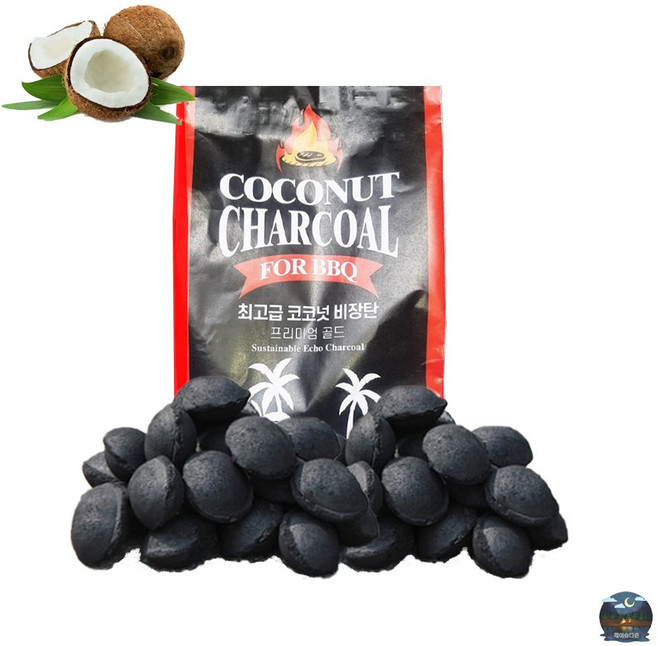코코넛 조개탄 1kg 2kg 캠핑 바베큐숯 파이어폭스 야자탄 구이용, 1개, 1L