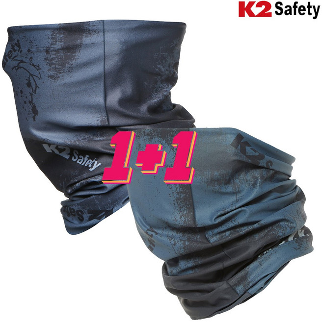 1+1 K2 베이직 멀티스카프 여름 목토시 넥쿨러 자외선 UV 차단 넥게이터 골프 오토바이 배달 등산 캠핑, 블랙+블랙