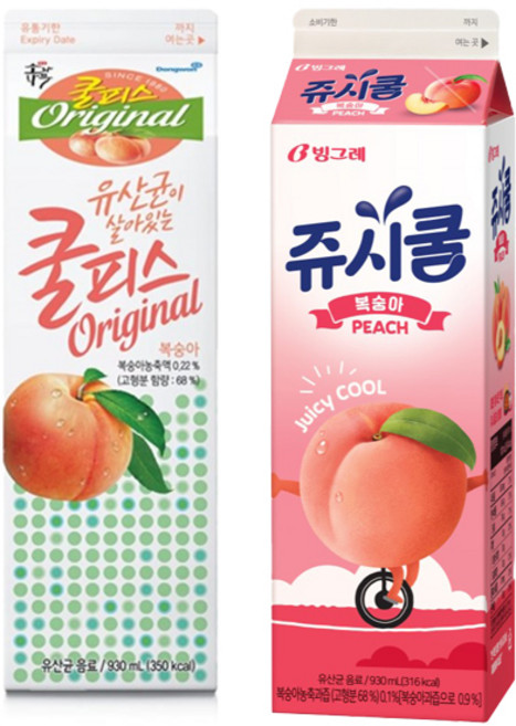 쿨피스+쥬시쿨 930ml 음료모음/쿨피스복숭아4개+쥬시쿨복숭아4개/냉장무배, 4개