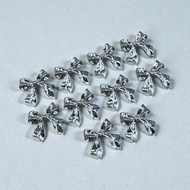 메탈실버 롱리본파츠(10개입)네일아트재료스톤, C-39/메탈실버 롱리본파츠(10개입)