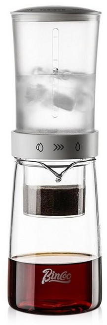 콜드 브루 커피 메이커 450ml-Bincoo 고붕규산 유리 아이스 드립 브루어 조절 가능한 듀얼 콘센트 속도 일정한 압력 브루잉, 화이트