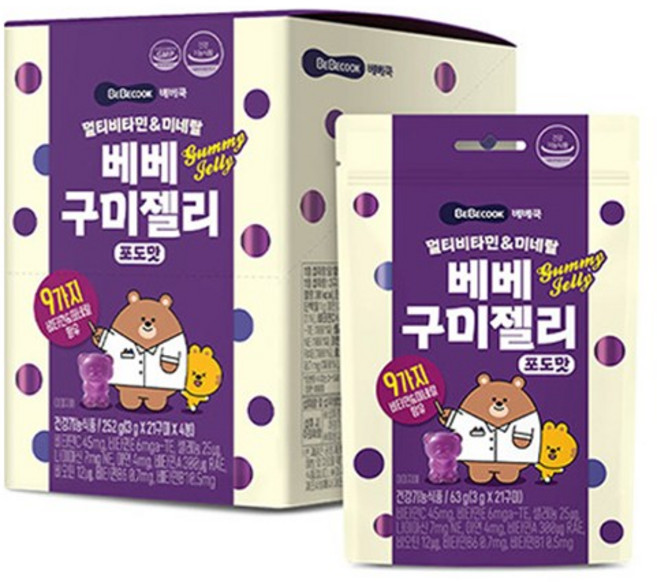 베베쿡 멀티비타민 앤 미네랄 베베구미젤리 4p, 252g, 1개