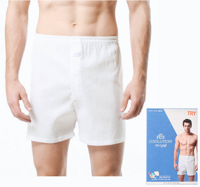 [TRY]남성 백색 새모시박서 사각팬티 면100