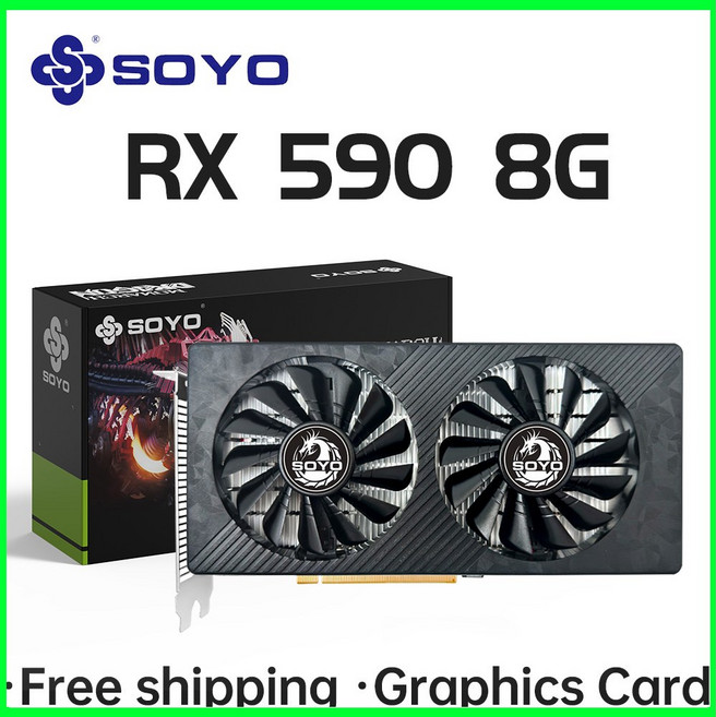 SOYO 새로운 AMD RX 590 8GB Placa De 비디오 게임 그래픽 카드 GDDR5 256Bit PCI Express 3.0 16 8Pin Radeon GPU rx590, RX590 8GB, Radeon RX590
