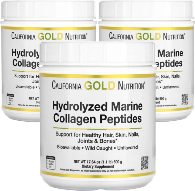 [3개 세트] 캘리포니아골드뉴트리션 가수 분해 해양 콜라겐 펩타이드 무맛 500g, 3통 - 쿠팡