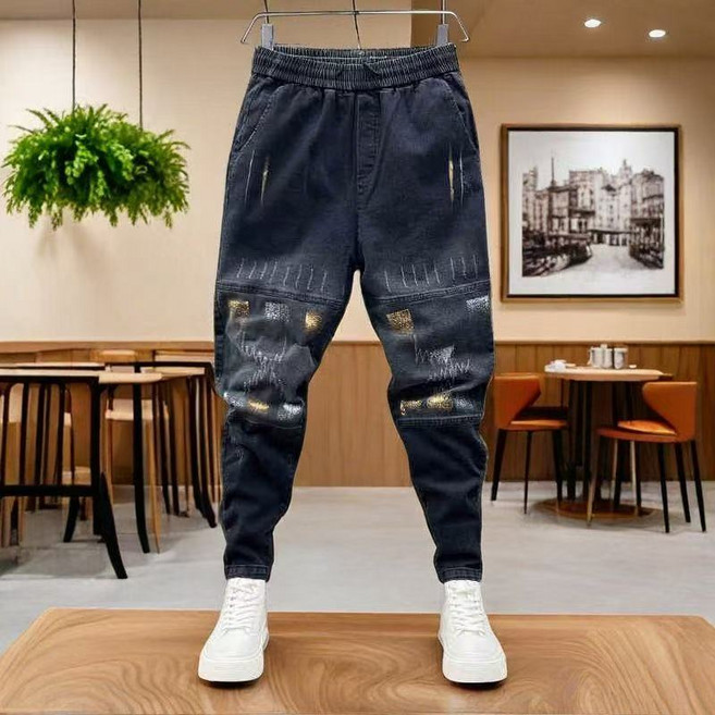 십전십미 봄 여름 청바지 남자 배기 슬랙스 스판 9부 바지