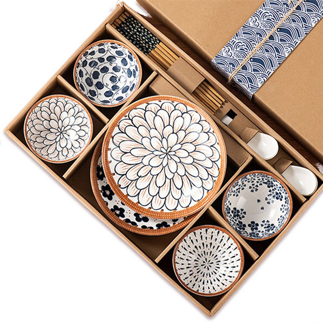 클레버 세라믹 한식기 4종 세트, 혼합색상, 1개, 접시2개입+공기4개입+숟가락4개입+젓가락4개입