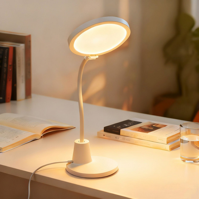 KEMEI LED 스탠드 조명 안티 블루라이트 책상용 스탠드 시력보호 핸드폰거치대, 흰색