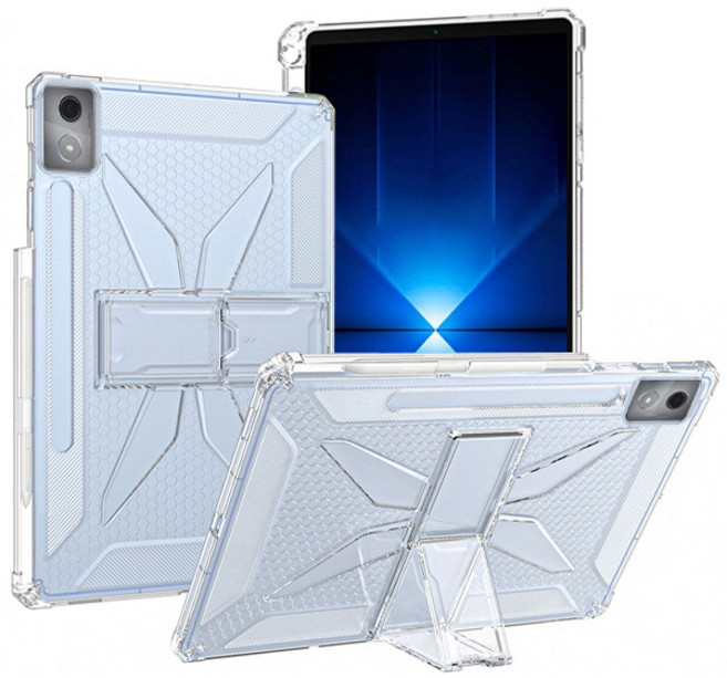 레노버 아이디어탭프로 샤오신패드프로2025 12.7 373FU 벌집패턴 스탠드 펜슬수납 투명 범퍼 태블릿 케이스, stc164 투명