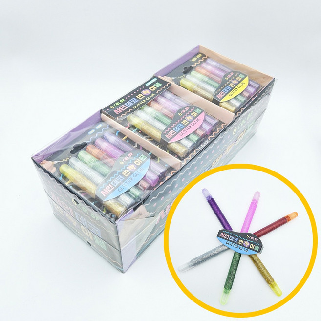 1200 샤인데코 반짝이풀 2탄 24개입 1박스 - 6색세트 필기 다꾸 캘리그라피 학원 달란트 홍보용, 1개