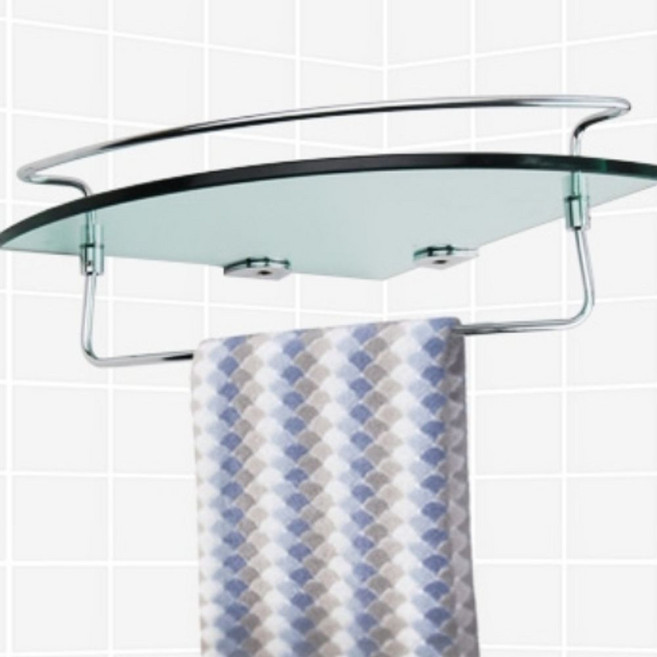 욕실 인테리어 고급스런 강화유리 2단 코너 선반, 1개