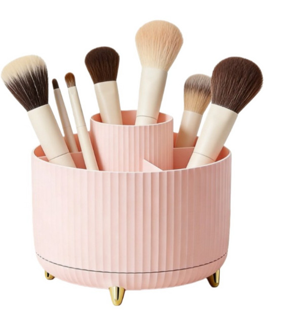 수납 정리함 브러쉬 정리함 메이크업브러쉬정리함 회전분리형 화장대수납용, 핑크, 1개