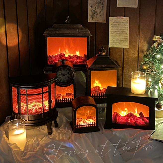 무선 LED 무드등 캠핑 장작 ASMR 불멍 스탠드 벽난로 모닥불 조명 램프 수면등 취침등, B03. ASMR 벽난로형 (브론즈)