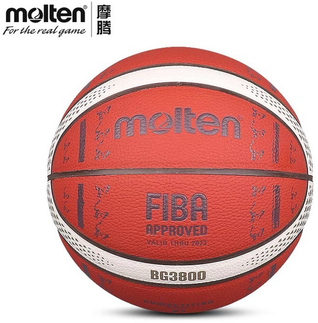 농구공 Molten 농구 FIBA 야외 실내 가죽 남자 훈련 바구니 공 BG3800 사이즈 7 65, 1개