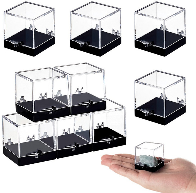 아크릴 디스플레이 케이스 미네랄 박스 블랙 베이스 정사각형 투명 34x4x35cm