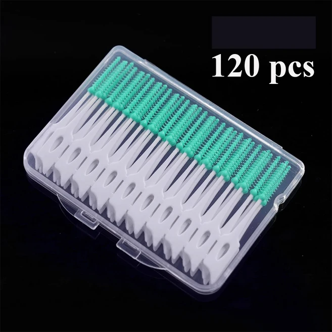 40/120/150/200 PCS 실리콘 치간 칫솔 브러시 치아 치아 사이 청소 부드러운 칫솔 Hilo 치과 교정기 이쑤시, 01 120pcs green, 1, 120