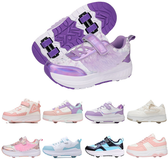 PHTEER 롤러슈즈 패션 바퀴달린 운동화 롤러스케이트 4륜 F07, 자주색, 1개