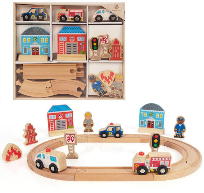 TOPLIVING 전동식 나무 레일 열차 자기 연결이 가능한 원격 제어 용 배터리 작동 기관차 토마스 브리오 처깅턴과 호환 가능, 1개