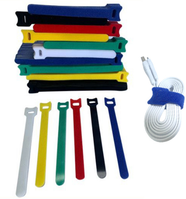 벨크로 찍찍이 컬러 매직 케이블 양면 컴퓨터 콘센트 타이 선정리 전선정리 테이프 밴드, 벨크로타이(낱개), 옐로우, 1개