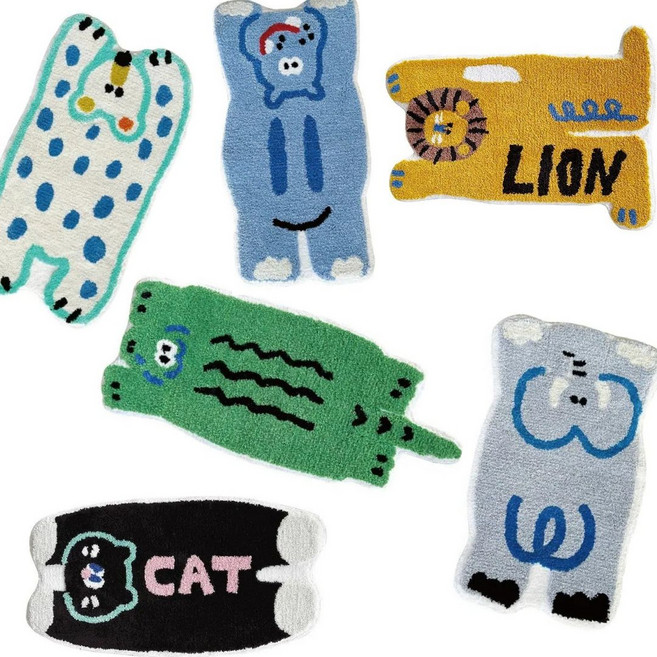 LOCO LAB 부들부들 동물농장 캐시미어라이크 발매트, 아기코끼리