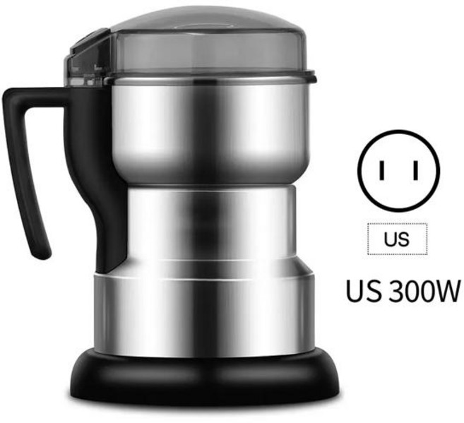 곡물 분쇄기 커피 그라인더 고출력 전기 연마기 주방 시리얼 견과류 콩 향신료 기계 멀티 가정용, [05] US 300W 300ml 201