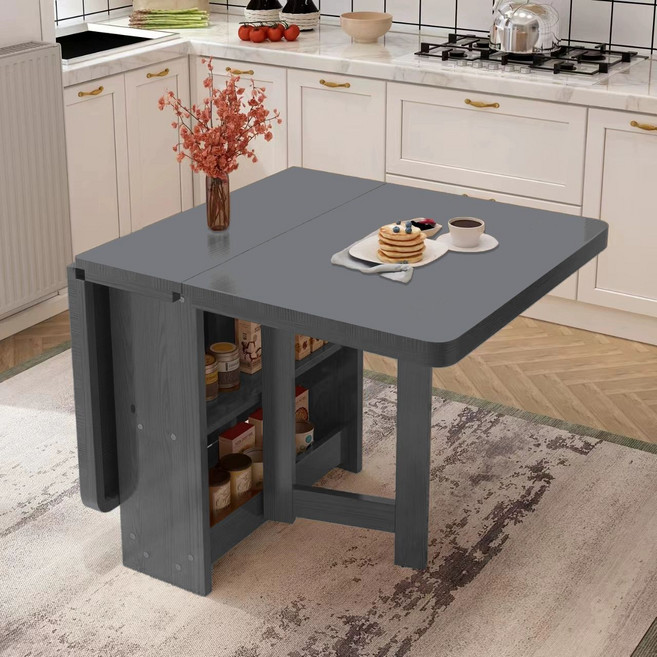 Haeif 원목탁자 주방 접이식 거실 확장형 거실 4인, 1개, 단테이블 그레이 길이 120 너비 70 높이 75