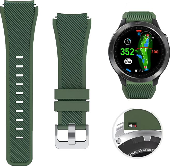 보이스캐디 22mm 스트랩 VOICE CADDIE T-Ultra 호환 와이드 우레탄 밴드, 1개, 아미그린 R17