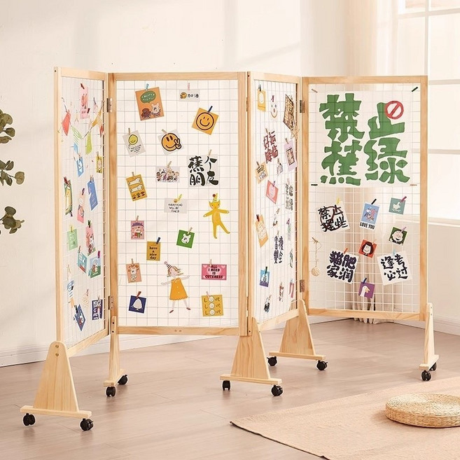 메쉬망 진열대 원목 다용도 인테리어 네트망 이동식 접이형 전시대, 원목색 50*110cm, 1개