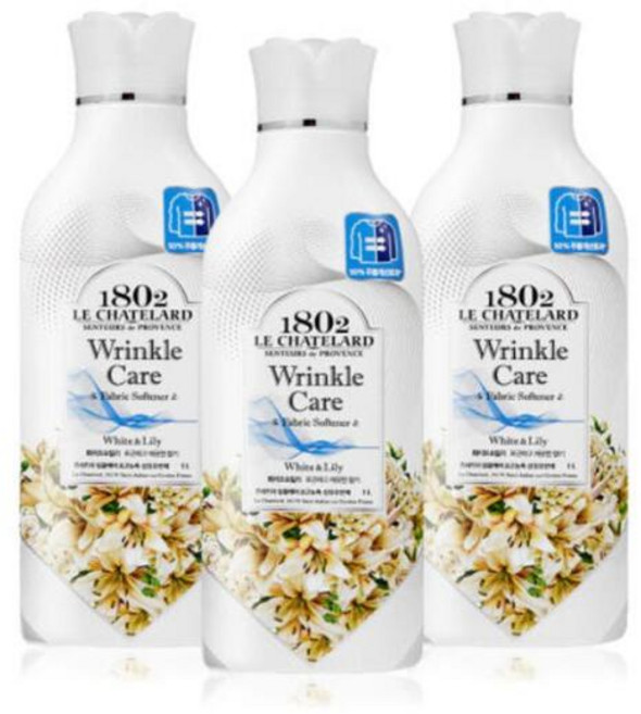 세탁 빨래엔 르샤트라 링클케어 섬유유연제 1L 용기 3개 릴리 향기 좋은 지속제