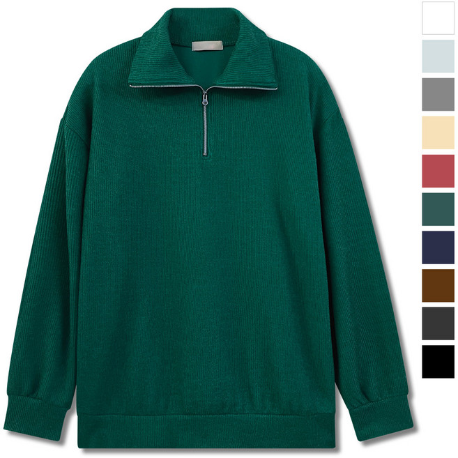 탑보이 남녀공용 스판 오버핏 반집업 니트 맨투맨 데일리 (WI009)