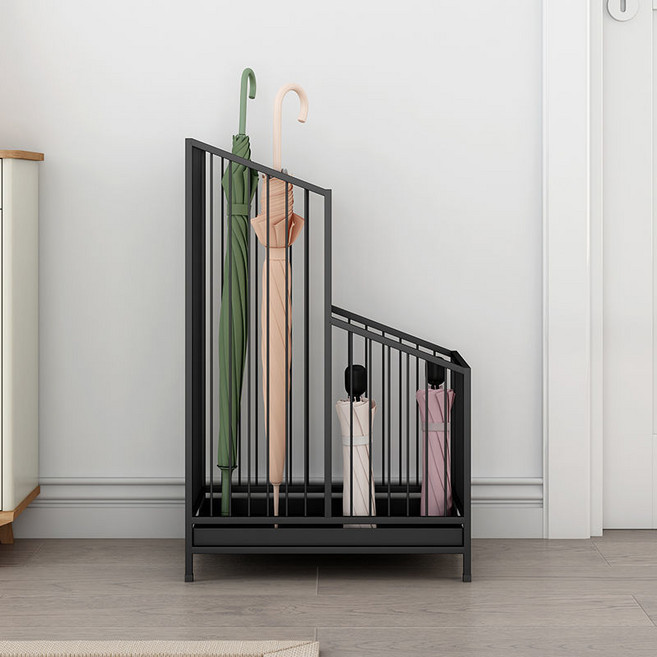 CuteQueen 귀여운여왕 철제 우산 꽂이 우산 랙 입구 로비 우산 배수 랙 3종 색상, 블랙, 1개