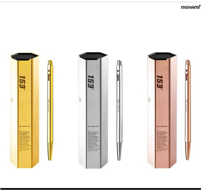 모나미 153 골드 볼펜 무료 각인 프리미엄 0.7mm 3색 리필 FX4000, 로즈골드 (각인 O)