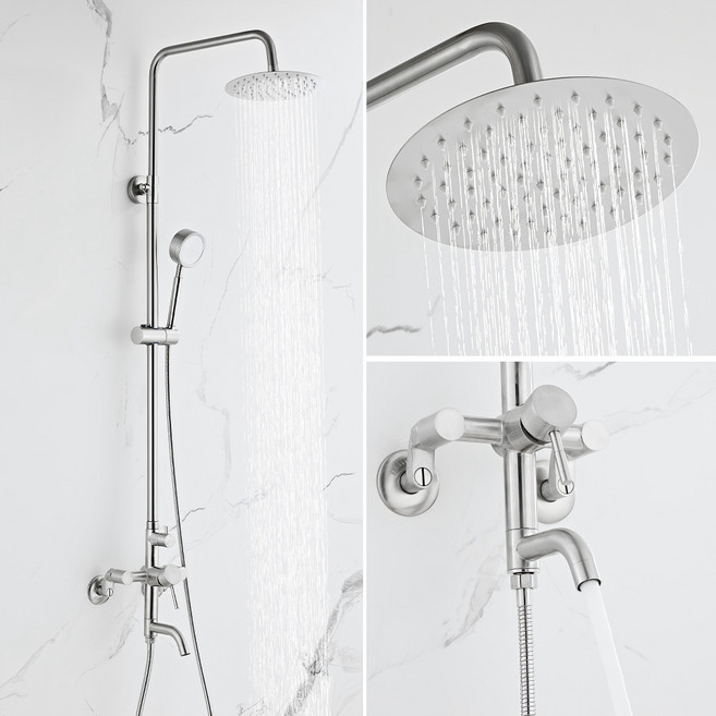 SUS304스텐 욕실해바라기 샤워기수전 세트, 실버, 1개