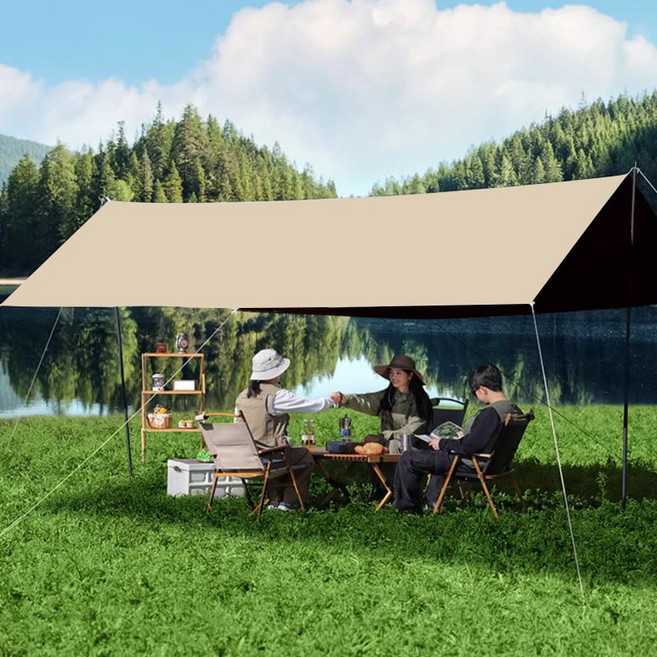레이원 신형 캠핑경량 사각 팔각 그늘막 텐트 블랙코팅 대형 블랙 암막 방수 캠핑 타프 4-8인용, 사각형