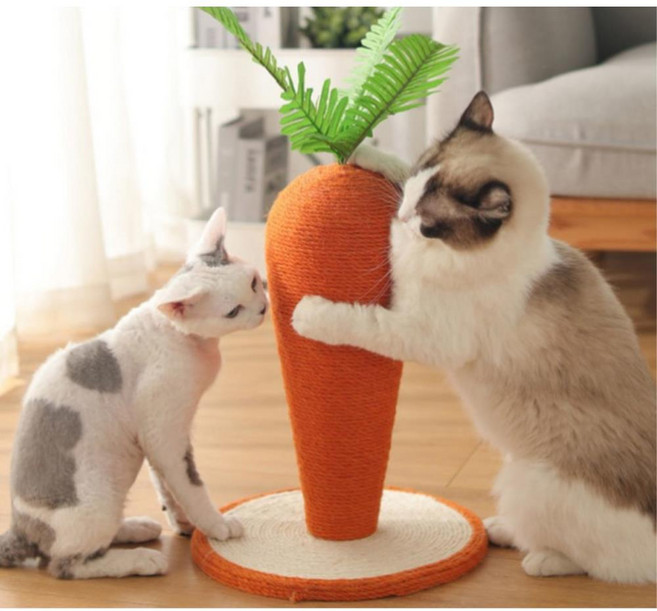 고양이 당근 수직 스크래쳐 사이잘삼 로프 고양이기둥형스크래처 캣스크래처기둥형, 대형, 1개, 당근 수직 스크래쳐 L