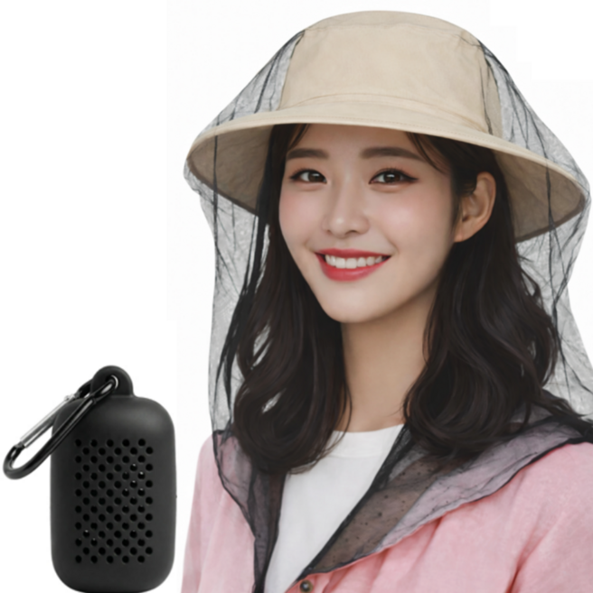 룰루레빗 보관편한 휴대용 카라비너 포켓 얼굴모기장, 1개