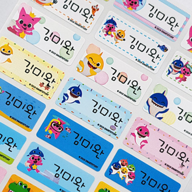 누리몰 1 방수네임스티커 6장, 1개, 1-8 핑크퐁 중형 6장