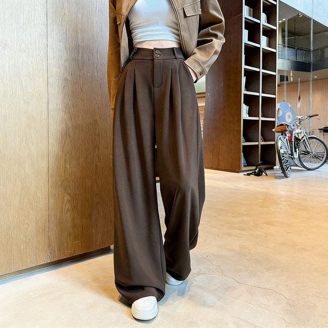 BiimTee 여자 와이드 정장 바지 데일리 캐주얼 통바지 슬림핏