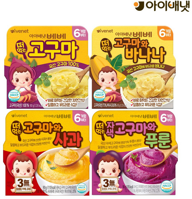 아이배냇 베베 떠먹는 유아용 자연간식 3종 고구마2 바나나1 총3개, 90g, 1개, 고구마 2개/바나나1개