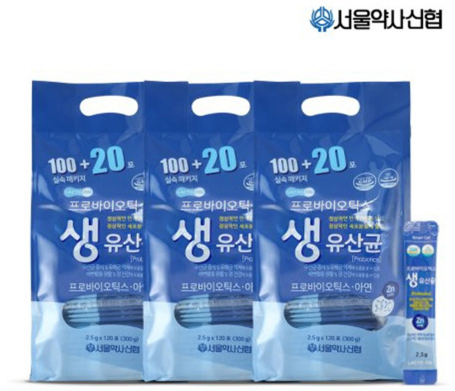 [서울약사신협] [12개월분] 락토온 프로바이오틱스 생유산균 2.5g 120포 3세트 /360포, 120회분
