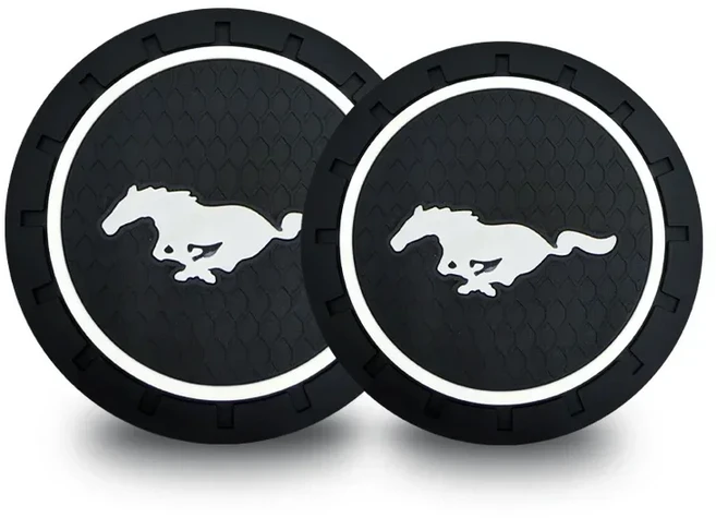 쿠쿠스토어 자동차 스타일링 코스터 물컵 거치대 매트 장식 액세서리 포드 머스탱 쉘비 GT 350 코브라 201, 01 2Pcs