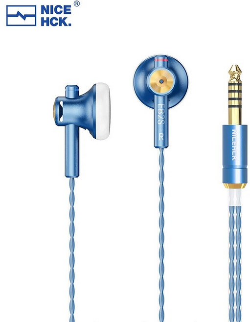 C타입 유선 이어폰 NiceHCK 밸런스드 플러그 베이스 보컬 음악 플랫 헤드 다이나믹 하이파이 마이크 EB2, 3.4.4mm No Mic
