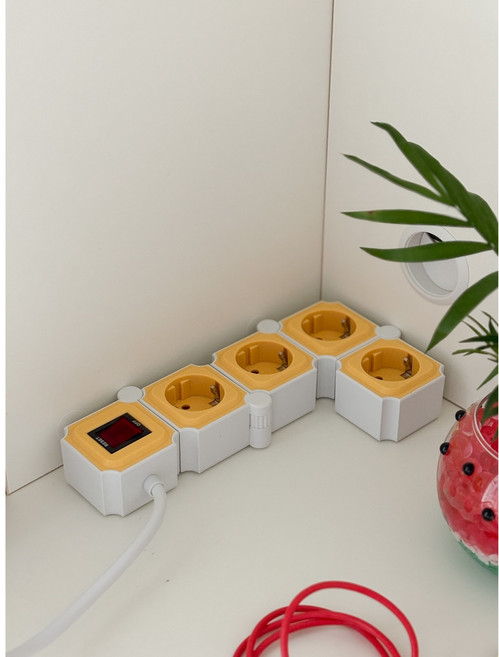 유커먼 요리조리 디자인 고용량 과부하차단 멀티탭 4구, 1개, 화이트+레드, 1.5m