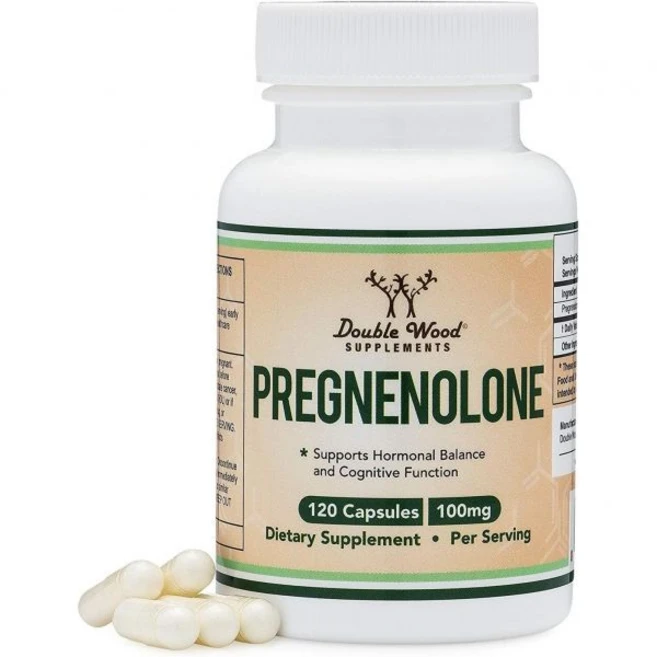 Double Wood Supplements 프레그넨올론 100mg 프로게스테론으로 전환되어 프로게스테론 수치를 높임 - 제3자 테스트 완료 120캡슐 캡슐당 50mg 미국 제조, 1개, 120정 - 쿠팡