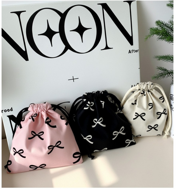 글로우엘 리본 미니 스트링 복조리 화장품 파우치 메이크업 데일리 수납 정리 휴대용 가방