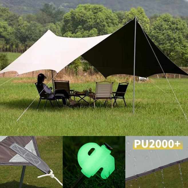 프리폼 헥사타프 500x300 폴대포함 블랙코팅 육각 210D 캠핑 그늘막 암막 방수 차박