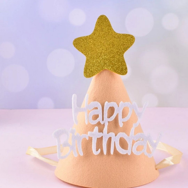 兒童生日派對帽 無紡布節日帽 快樂生日裝飾, 黃色星星, 1個