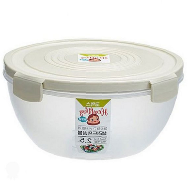 보관 과일 주방용품 저장 2.5L 샐러드 야채 밀봉 믹싱 그릇 볼 원형 뚜껑, 1개, 상세페이지 참조